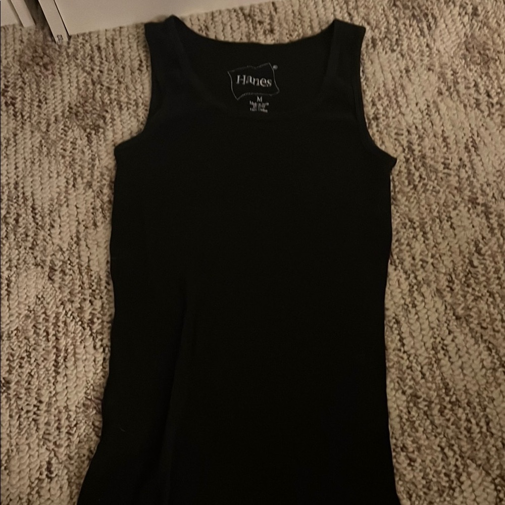 Hanes Black Fitted Sleeveless Tank Top